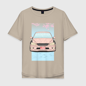 Мужская футболка хлопок Oversize с принтом Toyota Altezza stance alternative в Кировске, 100% хлопок | свободный крой, круглый ворот, “спинка” длиннее передней части | 