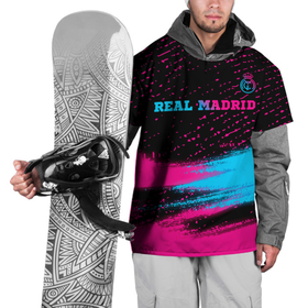 Накидка на куртку 3D с принтом Real Madrid   neon gradient: символ сверху в Петрозаводске, 100% полиэстер |  | 