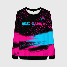 Мужской свитшот 3D с принтом Real Madrid   neon gradient: символ сверху , 100% полиэстер с мягким внутренним слоем | круглый вырез горловины, мягкая резинка на манжетах и поясе, свободная посадка по фигуре | 