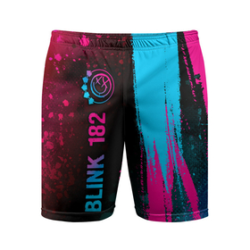 Мужские шорты спортивные с принтом Blink 182   neon gradient: по вертикали ,  |  | 