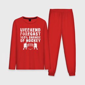 Мужская пижама хлопок (с лонгсливом) с принтом Прогноз на выходные   100 процентов хоккей ,  |  | 