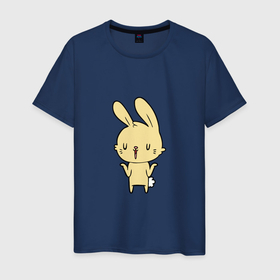 Мужская футболка хлопок с принтом Rabbit Cool в Курске, 100% хлопок | прямой крой, круглый вырез горловины, длина до линии бедер, слегка спущенное плечо. | 