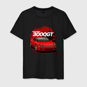 Мужская футболка хлопок с принтом Mitsubishi 3000GT в Петрозаводске, 100% хлопок | прямой крой, круглый вырез горловины, длина до линии бедер, слегка спущенное плечо. | 