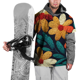Накидка на куртку 3D с принтом Цветы в стиле вышивки , 100% полиэстер |  | 