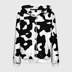 Мужская толстовка 3D на молнии с принтом Камуфляж Cowskin крупный в Ухте, 100% полиэстер | длина до линии бедра, манжеты и пояс оформлены мягкой тканевой резинкой, двухслойный капюшон со шнурком для регулировки, спереди молния, по бокам два кармана | 