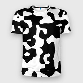 Мужская футболка 3D Slim с принтом Камуфляж Cowskin крупный в Ухте, 100% полиэстер с улучшенными характеристиками | приталенный силуэт, круглая горловина, широкие плечи, сужается к линии бедра | 