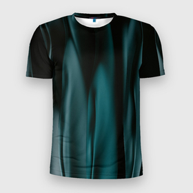 Мужская футболка 3D Slim с принтом Абстрактные волны в темноте в Кировске, 100% полиэстер с улучшенными характеристиками | приталенный силуэт, круглая горловина, широкие плечи, сужается к линии бедра | 