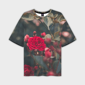 Мужская футболка OVERSIZE 3D с принтом Красная дикая роза в Курске,  |  | 