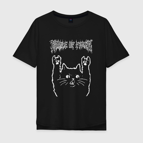 Мужская футболка хлопок Oversize с принтом Cradle of Filth рок кот в Курске, 100% хлопок | свободный крой, круглый ворот, “спинка” длиннее передней части | 
