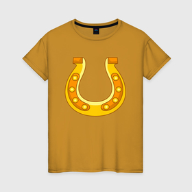 Женская футболка хлопок с принтом Золотая подкова в Курске, 100% хлопок | прямой крой, круглый вырез горловины, длина до линии бедер, слегка спущенное плечо | 