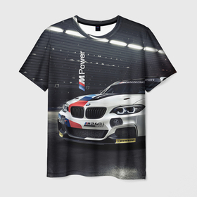 Мужская футболка 3D с принтом BMW M 240 i racing   Motorsport в Кировске, 100% полиэфир | прямой крой, круглый вырез горловины, длина до линии бедер | 