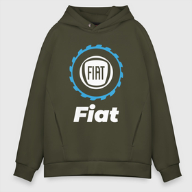 Мужское худи Oversize хлопок с принтом Fiat в стиле Top Gear в Кировске, френч-терри — 70% хлопок, 30% полиэстер. Мягкий теплый начес внутри —100% хлопок | боковые карманы, эластичные манжеты и нижняя кромка, капюшон на магнитной кнопке | 