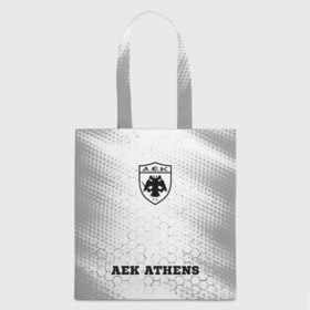 Шоппер 3D с принтом AEK Athens sport на светлом фоне: символ, надпись в Петрозаводске, 100% полиэстер | Плотность: 200 г/м2; Размер: 34×35 см; Высота лямок: 30 см | 