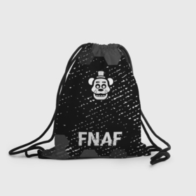 Рюкзак-мешок 3D с принтом FNAF glitch на темном фоне: символ, надпись в Курске, 100% полиэстер | плотность ткани — 200 г/м2, размер — 35 х 45 см; лямки — толстые шнурки, застежка на шнуровке, без карманов и подкладки | 