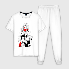 Мужская пижама хлопок с принтом Ноль два с чупачупсом в Санкт-Петербурге, 100% хлопок | брюки и футболка прямого кроя, без карманов, на брюках мягкая резинка на поясе и по низу штанин
 | 