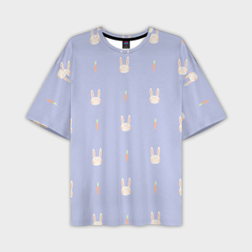 Мужская футболка OVERSIZE 3D с принтом Кролики с морковкой в Белгороде,  |  | 