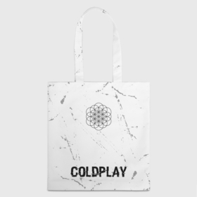 Шоппер 3D с принтом Coldplay glitch на светлом фоне: символ, надпись , 100% полиэстер | Плотность: 200 г/м2; Размер: 34×35 см; Высота лямок: 30 см | 