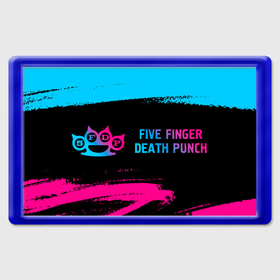 Магнит 45*70 с принтом Five Finger Death Punch   neon gradient: надпись и символ в Новосибирске, Пластик | Размер: 78*52 мм; Размер печати: 70*45 | 