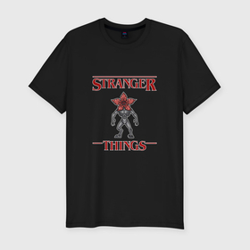 Мужская футболка хлопок Slim с принтом Stranger Things   monster в Кировске, 92% хлопок, 8% лайкра | приталенный силуэт, круглый вырез ворота, длина до линии бедра, короткий рукав | 