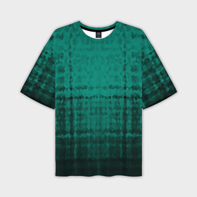 Мужская футболка oversize 3D с принтом Мозаичный узор в черно   зеленых тонах ,  |  | 
