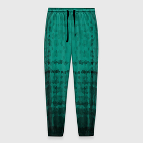 Мужские брюки 3D с принтом Мозаичный узор в черно   зеленых тонах , 100% полиэстер | манжеты по низу, эластичный пояс регулируется шнурком, по бокам два кармана без застежек, внутренняя часть кармана из мелкой сетки | Тематика изображения на принте: 