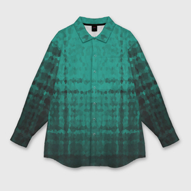 Мужская рубашка oversize 3D с принтом Мозаичный узор в черно   зеленых тонах ,  |  | 
