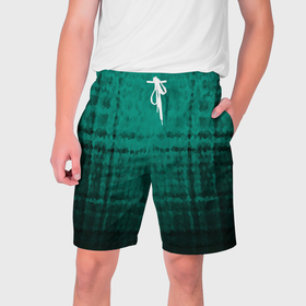 Мужские шорты 3D с принтом Мозаичный узор в черно   зеленых тонах ,  полиэстер 100% | прямой крой, два кармана без застежек по бокам. Мягкая трикотажная резинка на поясе, внутри которой широкие завязки. Длина чуть выше колен | 