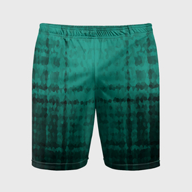 Мужские шорты спортивные с принтом Мозаичный узор в черно   зеленых тонах ,  |  | Тематика изображения на принте: 