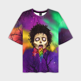 Мужская футболка OVERSIZE 3D с принтом Зомби с радугой в Курске,  |  | 