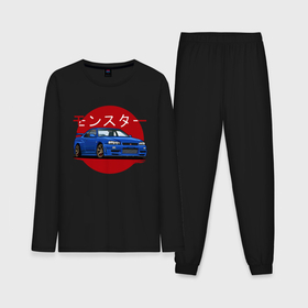 Мужская пижама хлопок (с лонгсливом) с принтом Nissan Skyline R34 GT R в Курске,  |  | Тематика изображения на принте: 