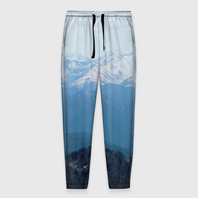 Мужские брюки 3D с принтом Кавказские горы , 100% полиэстер | манжеты по низу, эластичный пояс регулируется шнурком, по бокам два кармана без застежек, внутренняя часть кармана из мелкой сетки | 