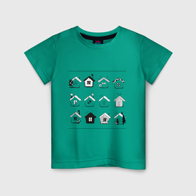 Детская футболка хлопок с принтом Текстурные домики в Екатеринбурге, 100% хлопок | круглый вырез горловины, полуприлегающий силуэт, длина до линии бедер | Тематика изображения на принте: 