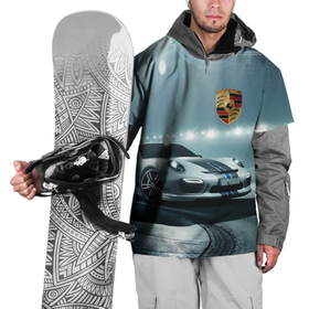 Накидка на куртку 3D с принтом Porsche   racing route   motorsport в Петрозаводске, 100% полиэстер |  | 