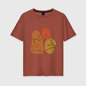 Женская футболка хлопок Oversize с принтом Кленовый лист минимализм , 100% хлопок | свободный крой, круглый ворот, спущенный рукав, длина до линии бедер
 | 