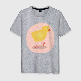 Мужская футболка хлопок с принтом Цыплёнок в Кировске, 100% хлопок | прямой крой, круглый вырез горловины, длина до линии бедер, слегка спущенное плечо. | 