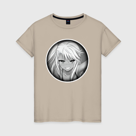 Женская футболка хлопок с принтом Ахегао девушка хорни в Курске, 100% хлопок | прямой крой, круглый вырез горловины, длина до линии бедер, слегка спущенное плечо | 