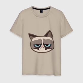 Мужская футболка хлопок с принтом Мем недовольный кот в Петрозаводске, 100% хлопок | прямой крой, круглый вырез горловины, длина до линии бедер, слегка спущенное плечо. | 