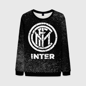 Мужской свитшот 3D с принтом Inter с потертостями на темном фоне в городе Новоалтайск, 100% полиэстер с мягким внутренним слоем | круглый вырез горловины, мягкая резинка на манжетах и поясе, свободная посадка по фигуре | Тематика изображения на принте: 