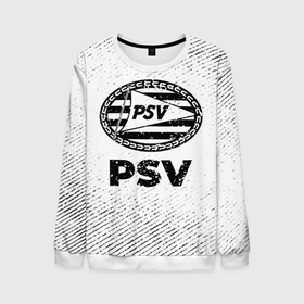 Мужской свитшот 3D с принтом PSV с потертостями на светлом фоне в городе Новоалтайск, 100% полиэстер с мягким внутренним слоем | круглый вырез горловины, мягкая резинка на манжетах и поясе, свободная посадка по фигуре | 