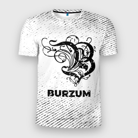 Мужская футболка 3D Slim с принтом Burzum с потертостями на светлом фоне в Новосибирске, 100% полиэстер с улучшенными характеристиками | приталенный силуэт, круглая горловина, широкие плечи, сужается к линии бедра | 