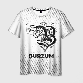 Мужская футболка 3D с принтом Burzum с потертостями на светлом фоне в Новосибирске, 100% полиэфир | прямой крой, круглый вырез горловины, длина до линии бедер | 