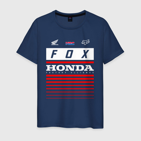 Мужская футболка хлопок с принтом Honda racing в Петрозаводске, 100% хлопок | прямой крой, круглый вырез горловины, длина до линии бедер, слегка спущенное плечо. | 