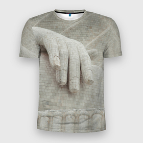 Мужская футболка 3D Slim с принтом Перст Будды в Тюмени, 100% полиэстер с улучшенными характеристиками | приталенный силуэт, круглая горловина, широкие плечи, сужается к линии бедра | 