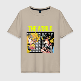 Мужская футболка хлопок Oversize с принтом jojo the world в Кировске, 100% хлопок | свободный крой, круглый ворот, “спинка” длиннее передней части | 
