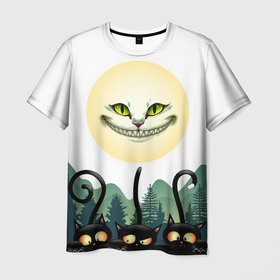 Мужская футболка 3D с принтом Лесные коты в Белгороде, 100% полиэфир | прямой крой, круглый вырез горловины, длина до линии бедер | 