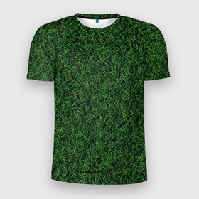 Мужская футболка 3D Slim с принтом Зеленая камуфляжная трава в Белгороде, 100% полиэстер с улучшенными характеристиками | приталенный силуэт, круглая горловина, широкие плечи, сужается к линии бедра | 