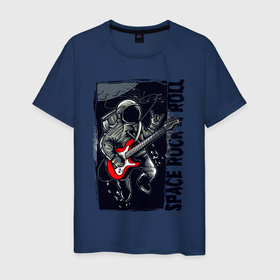 Мужская футболка хлопок с принтом Космический рок н ролл в Белгороде, 100% хлопок | прямой крой, круглый вырез горловины, длина до линии бедер, слегка спущенное плечо. | 