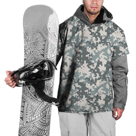 Накидка на куртку 3D с принтом Камуфляж серый пиксель в Новосибирске, 100% полиэстер |  | 