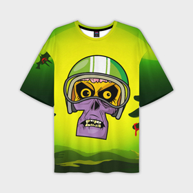 Мужская футболка OVERSIZE 3D с принтом Американский футболист зомби в Тюмени,  |  | Тематика изображения на принте: 