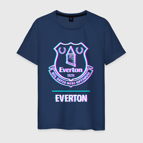 Мужская футболка хлопок с принтом Everton FC в стиле glitch в Петрозаводске, 100% хлопок | прямой крой, круглый вырез горловины, длина до линии бедер, слегка спущенное плечо. | 